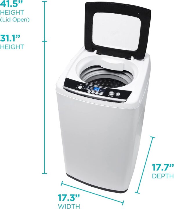 7252471bcb914242b9b10dadff07bd8a 0.9 Cu. Ft. Portable Washer, 6.6 lb. Capacity Washing Machine for Homes & Apartments, 5 Wash Cycles, Quick Connect Sink Adapter and Drain Hose Included, Transparent Lid, BPWM09W, White